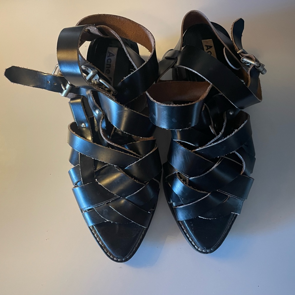 Acne Studios Lenna Black Leather Sandals